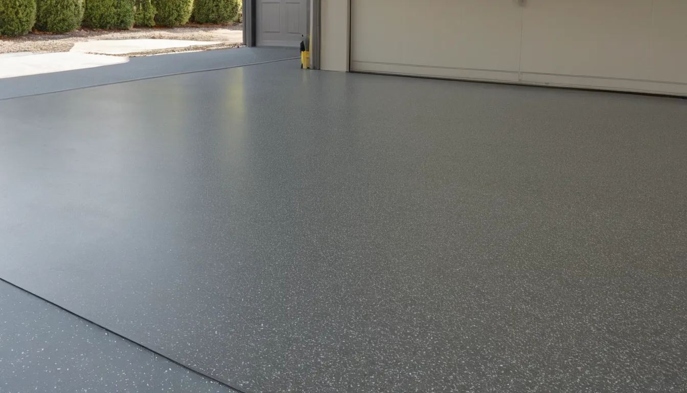 Clean glossy epoxy garage floor with flake finish in a Crete area home