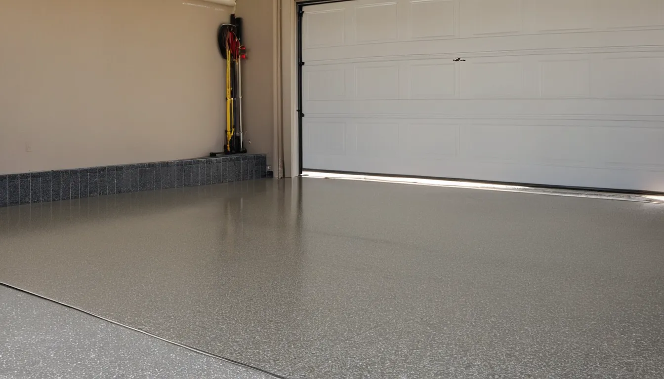 A freshly coated garage floor in a Crete home with a smooth, glossy finish